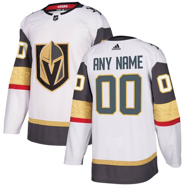 アディダス メンズ ユニフォーム トップス Vegas Golden Knights adidas Away Authentic Custom Jersey White