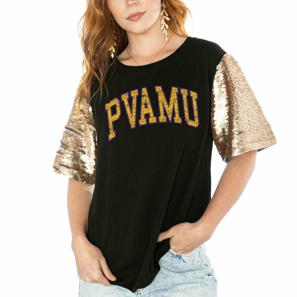 ゲームデイ レディース Tシャツ トップス Prairie View A&M Panthers Gameday Couture Women s Shine On Heavyweight TShirt Black