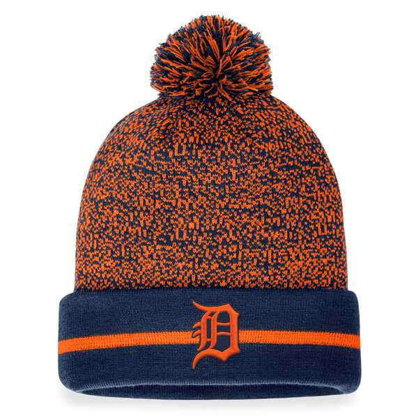 楽天astyファナティクス メンズ 帽子 アクセサリー Detroit Tigers Fanatics SpaceDye Cuffed Knit Hat with Pom Navy/Orange