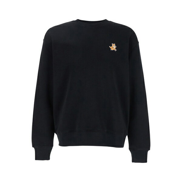 楽天astyメゾン キツネ メンズ パーカー・スウェットシャツ アウター Black Hoodie With Speedy Fox Logo Patch On The Front In Cotton Man Black