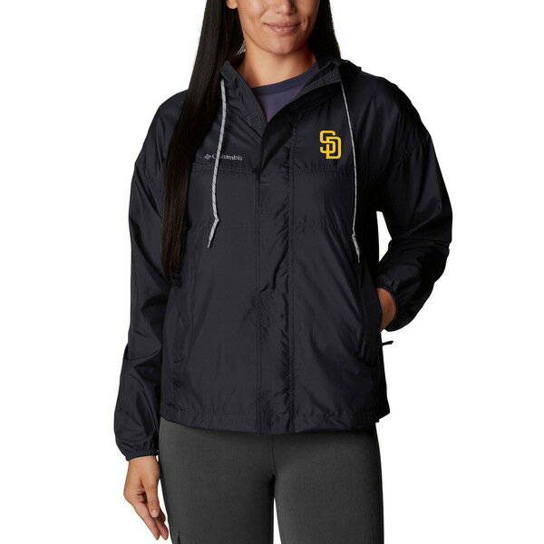 コロンビア ウィンドブレーカー レディース コロンビア レディース ジャケット＆ブルゾン アウター San Diego Padres Columbia Women's Flash Challenger FullZip Windbreaker Jacket Black