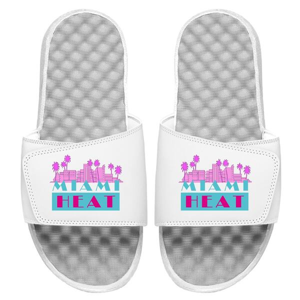 アイスライド メンズ サンダル シューズ Miami Heat ISlide Local City Patch Design Slide Sandals White