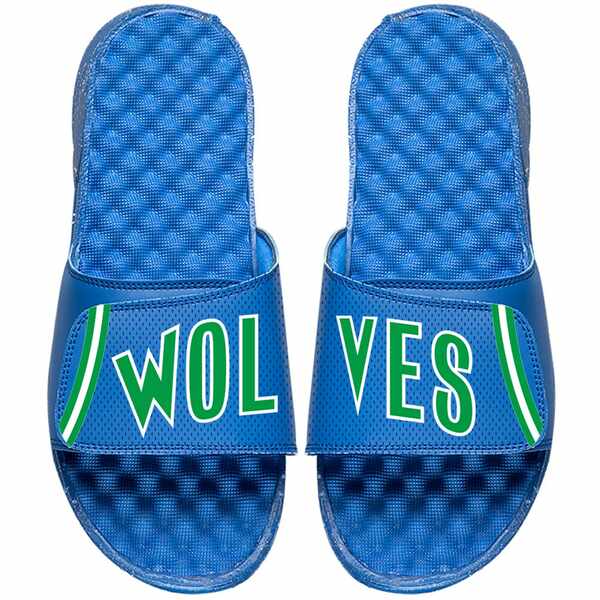 ACXCh Y T_ V[Y Minnesota Timberwolves ISlide NBA Hardwood Classics Jersey Slide Sandals Royal