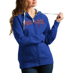 アンティグア レディース パーカー・スウェットシャツ アウター Philadelphia Phillies Antigua Women's Team Logo Victory FullZip Hoodie Royal