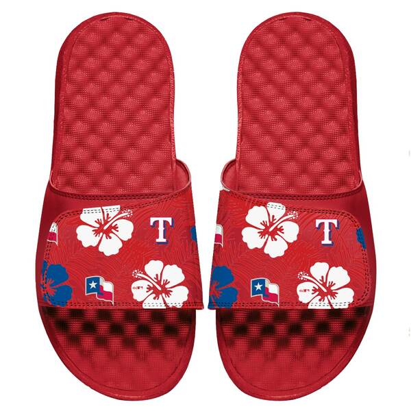 アイスライド メンズ サンダル シューズ Texas Rangers ISlide Loudmouth Floral Logo Slide Sandals Red