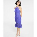 ゲス レディース ワンピース トップス Women's Geo Lace Flounce-Hem Sheath Dress Violet