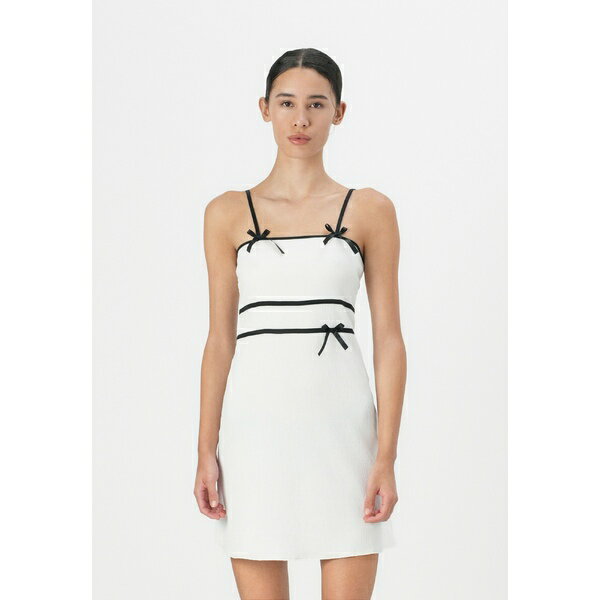 イーブン アンド オド レディース ワンピース トップス FLARED MINI DRESS - Day dress - white/black