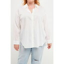 イングリッシュファクトリー レディース カットソー トップス Plus Size Over d Linen Shirts White