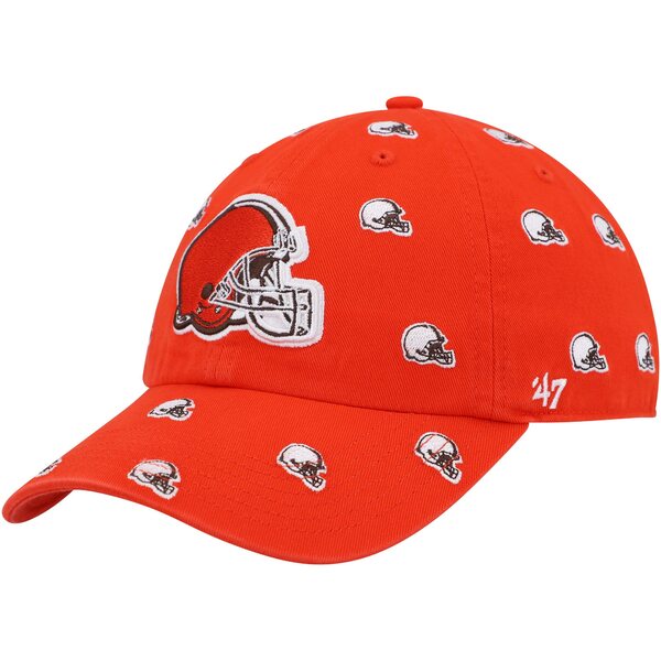 tH[eB[Zu fB[X Xq ANZT[ Cleveland Browns '47 Women's Confetti Clean Up Logo Adjustable Hat Orange