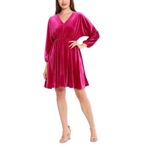 ロンドンタイムス レディース ワンピース トップス Women's Dolman-Sleeve Velvet Fit & Flare Dress Winterberry ロンドンタイムス レディース ワンピース トップス Women's Dolman-Sleeve Velvet Fit & Flare Dress Winterberry