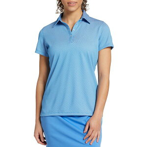 ウォルター・ヘーゲン レディース シャツ トップス Walter Hagen Women's Jacquard Mesh Short Sleeve Golf Polo Capri Blue