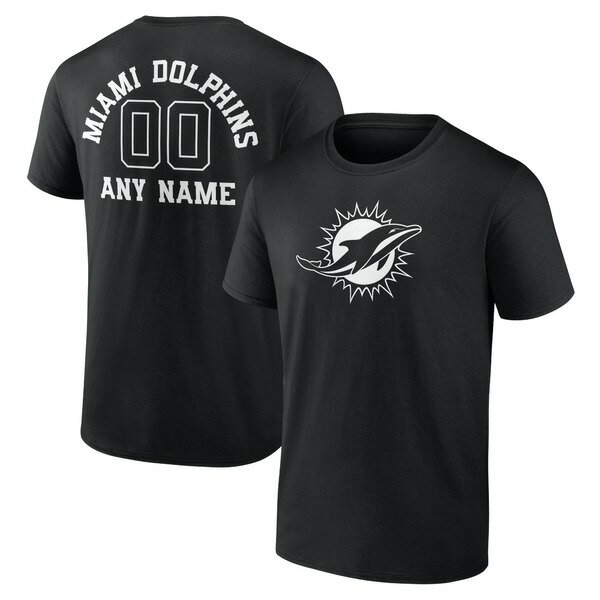 ファナティクス メンズ Tシャツ トップス Miami Dolphins Personalized Name & Number Monochrome TShirt Black