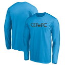 ファナティクス メンズ Tシャツ トップス Charlotte FC Fanatics Branded Secondary Logo Long Sleeve TShirt Blue