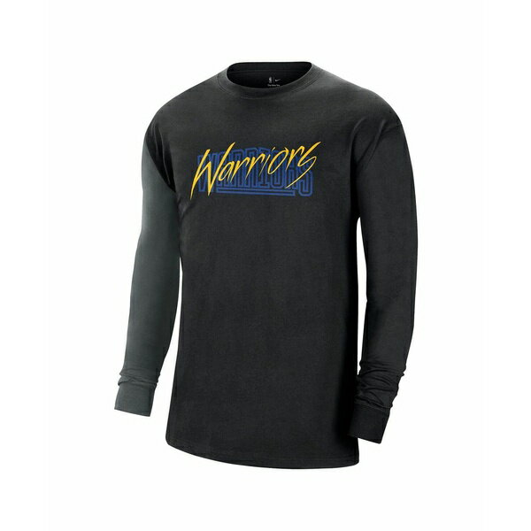 ナイキ メンズ シャツ トップス Men's Black Golden State Warriors Courtside Versus Flight MAX90 Long Sleeve T-shirt Black