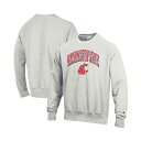チャンピオン メンズ パーカー・スウェットシャツ アウター Men's Heathered Gray Washington State Cougars Arch Over Logo Reverse Weave Pullover Sweatshirt Heathered Gray(4)