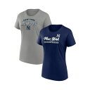 ファナティクス レディース Tシャツ トップス Women's New York Yankees Risk Combo Pack T-Shirt Gray, Navy(4)
