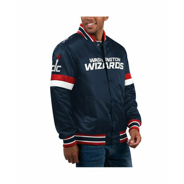 楽天astyスターター メンズ ジャケット＆ブルゾン アウター Men's Navy Washington Wizards Home Game Satin Full-Snap Varsity Jacket Navy