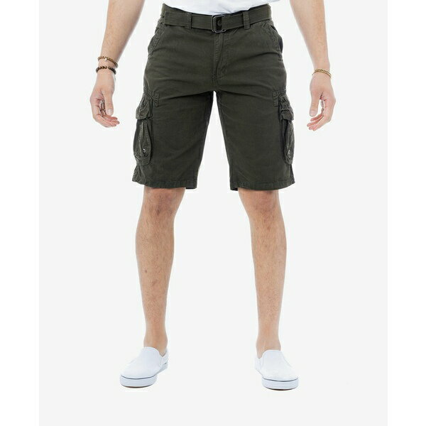 エックスレイ メンズ カジュアルパンツ ボトムス Men's Belted Double Pocket Cargo Shorts Charcoal