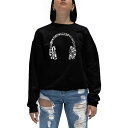 エルエーポップアート レディース パーカー・スウェットシャツ アウター Women's Word Art Music Note Headphones Crewneck Sweatshirt Black