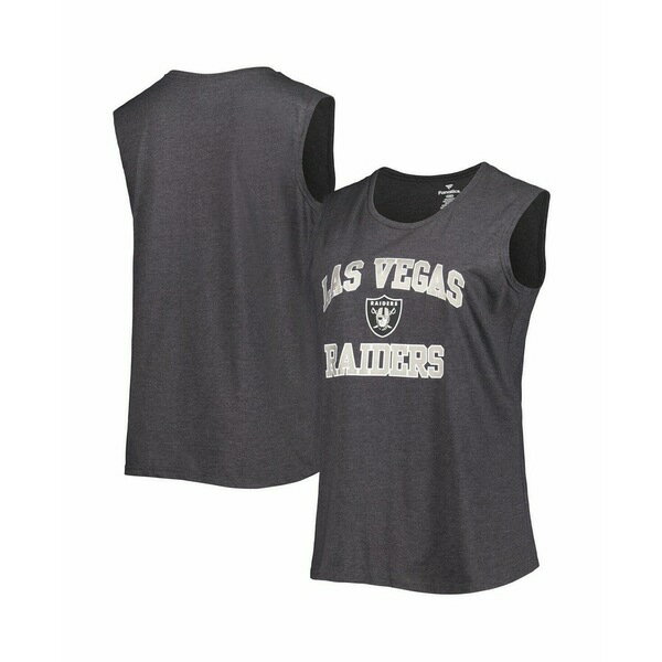 ファナティクス レディース カットソー トップス Women's Heather Charcoal Las Vegas Raiders Plus Size Tank Top Heather Charcoal