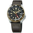 セイコー メンズ 腕時計 アクセサリー Men's Automatic 5 Sports Black Leather Strap Watch 42mm Black(2)