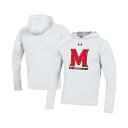 アンダーアーマー メンズ シャツ トップス Men's White Maryland Terrapins School Logo Raglan Long Sleeve Hoodie Performance T-shirt White(4)