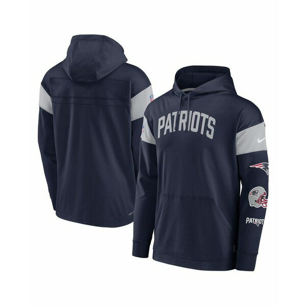 ナイキ メンズ パーカー・スウェットシャツ アウター Men's Navy New England Patriots Sideline Athletic Arch Jersey Performance Pullover Hoodie Navy