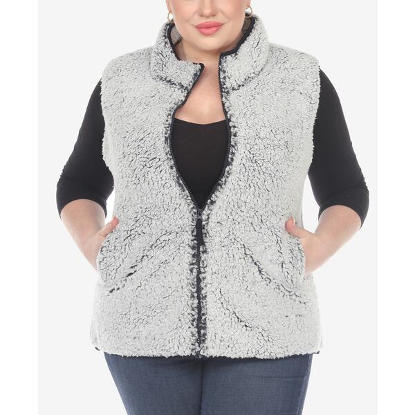 ホワイトマーク レディース ジャケット＆ブルゾン アウター Plus Size Women's Zip Up Sherpa Vest Jacket Sheep Gray