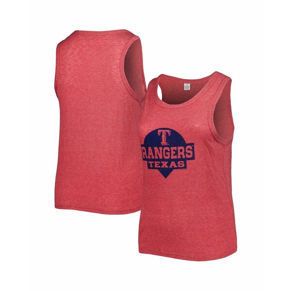 ソフト?アズ ア?グレープ レディース カットソー トップス Women's Red Texas Rangers Plus Size High Neck Tri-Blend Tank Top Red