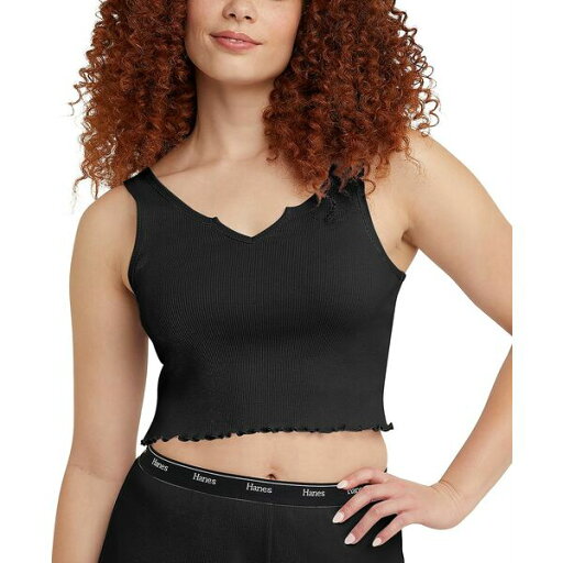 ヘインズ レディース カットソー トップス Women's Originals Cozywear Cropped Ribbed Tank Top OG117 Black ヘインズ レディース カットソー トップス Women's Originals Cozywear Cropped Ribbed Tank Top OG117 Black