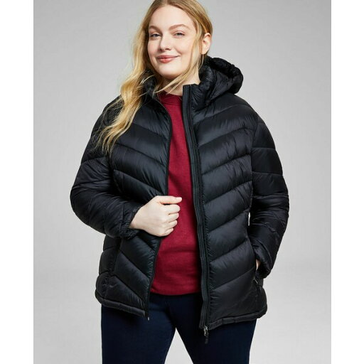 チャータークラブ レディース ジャケット&ブルゾン アウター Plus Size Packable Hooded Puffer Coat, Created for Macy's Black チャータークラブ レディース ジャケット&ブルゾン アウター Plus Size Packable Hooded Puffer Coat, Created for Macy's Black