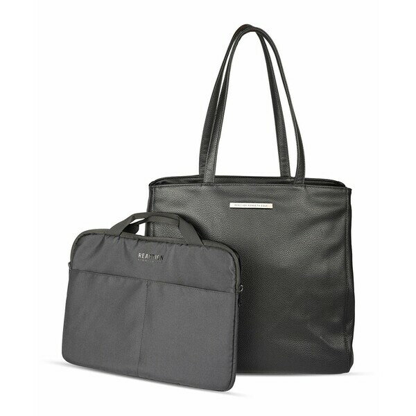 ケネスコール レディース トートバッグ バッグ Faux Leather Marley 16" Laptop Tote with Removable Laptop Sleeve Black