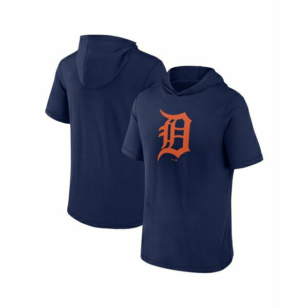 ファナティクス メンズ シャツ トップス Men's Navy Detroit Tigers Short Sleeve Hoodie T-shirt Navy
