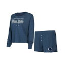コンセプトスポーツ レディース Tシャツ トップス Women's Navy Penn State Nittany Lions Team Color Long Sleeve T-shirt and Shorts Set Navy