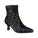 インポ レディース ブーツ シューズ Women's Nidia Sequin Kitten Heel Pointed Toe Ankle Booties Bl...