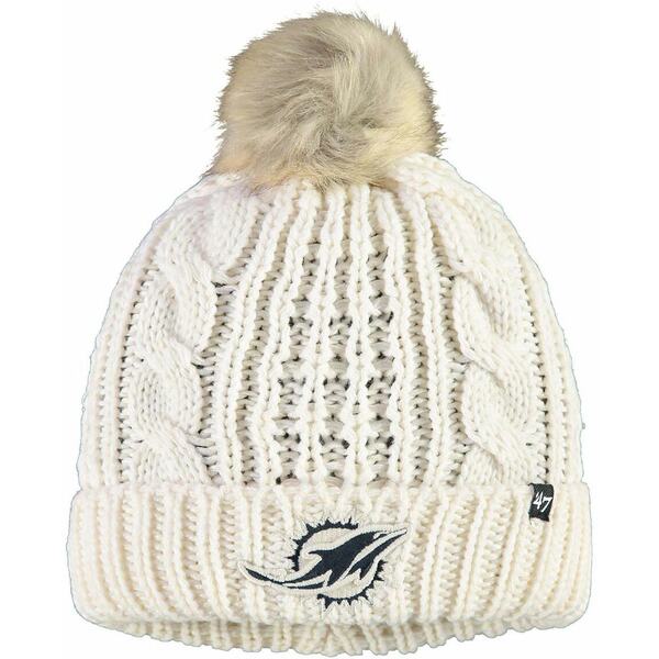 47ブランド レディース 帽子 アクセサリー Women's Cream Miami Dolphins Meeko Cuffed Knit Hat with Pom Cream