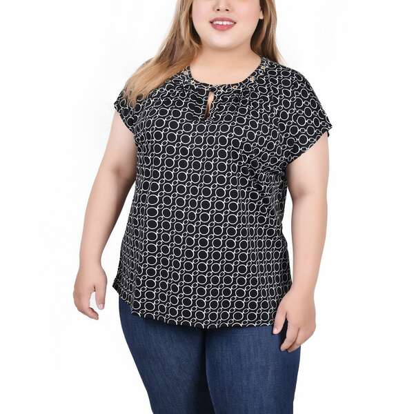 ニューヨークコレクション レディース カットソー トップス Plus Size Extended Sleeve Top with Gromm..