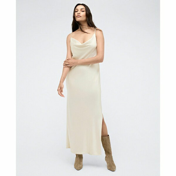 ケネスコール レディース ワンピース トップス Women's Satin Cowl-Neck Maxi Slip Dress KC White