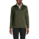 ランズエンド レディース ニット&セーター アウター Women's School Uniform Sweater Fleece Quarter Zip Pullover Forest moss/olive heather(4)