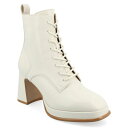 ジャーニーコレクション レディース ブーツ シューズ Women's Kalindi Block Heel Combat Booties Bone