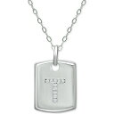 Wj xj[j fB[X lbNXE`[J[Ey_ggbv ANZT[ Cubic Zirconia Initial Dog Tag Pendant Necklace in Sterling Silver, 16