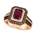 @ fB[X O ANZT[ Raspberry Rhodolite (1-7/8 ct. t.w.) & Diamond (7/8 ct. t.w.) Double Halo Ring in 14k Rose Gold 14K Strawberry Gold Ring