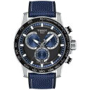 eB\bg Y rv ANZT[ Men's Swiss Chronograph Supersport Blue Textile Strap Watch 40mm Black