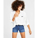 カルバンクライン レディース カットソー トップス Women's Button-Front Top White