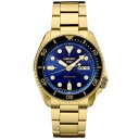 ZCR[ Y rv ANZT[ Men's Automatic 5 Sports Gold-Tone Stainless Steel Bracelet Watch 43mm Blue