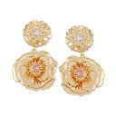 ゲス ピアス ゲス メンズ ピアス・イヤリング アクセサリー Gold-Tone Pav&eacute; Flower Double Drop Earrings Gold