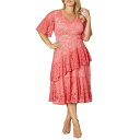 Li fB[X s[X gbvX Women's Plus Size Lace Affair Tiered Cocktail Dress Coral