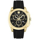 FT[` Y rv ANZT[ Men's Swiss Chronograph Geo Black Silicone Strap Watch 43mm Ip Yellow Gold