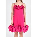 GhX[Y fB[X s[X gbvX Women's Rose Bubble Mini Dress Fuchsia