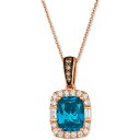 @ fB[X lbNXE`[J[Ey_ggbv ANZT[ Chocolatier&reg; Deep Sea Blue Topaz (2-1/4 ct. t.w.) & Diamond (1/3 ct. t.w.) Halo Pendant Necklace in 14k Rose Gold, 18